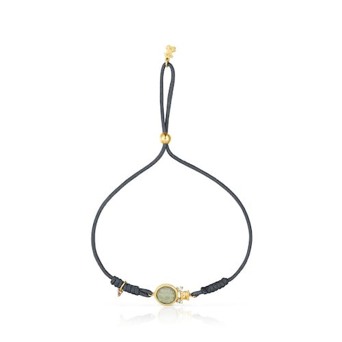 Pulsera de nylon con labradorita y oro Virtual Garden