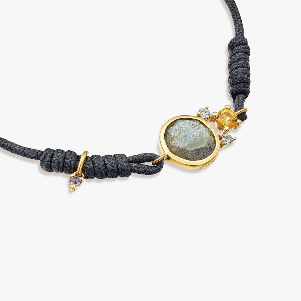 Nylon Virtual&nbsp;Garden Bracelet with labradorite and 18K solid gold