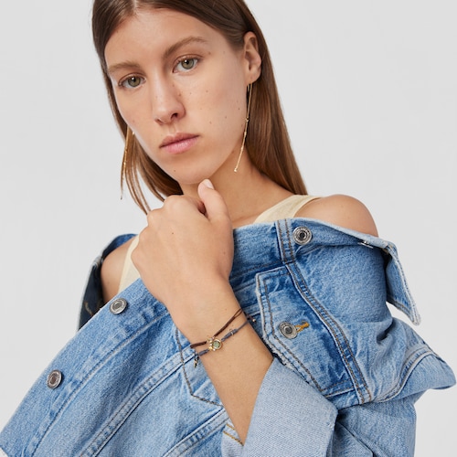 Pulsera de nylon con labradorita y oro Virtual Garden