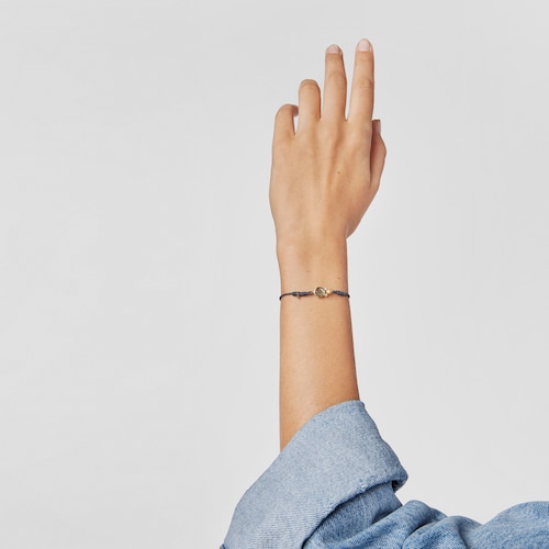 Pulsera de nylon con labradorita y oro Virtual Garden