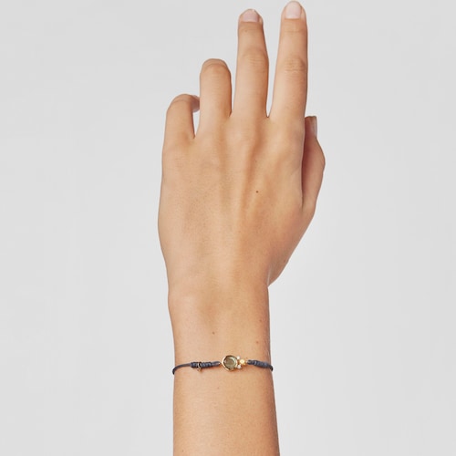 Pulsera de nylon con labradorita y oro Virtual Garden