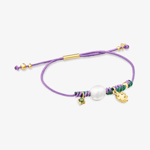 Pulsera de nylon con cromodi&oacute;psido y perla cultivada Virtual Garden