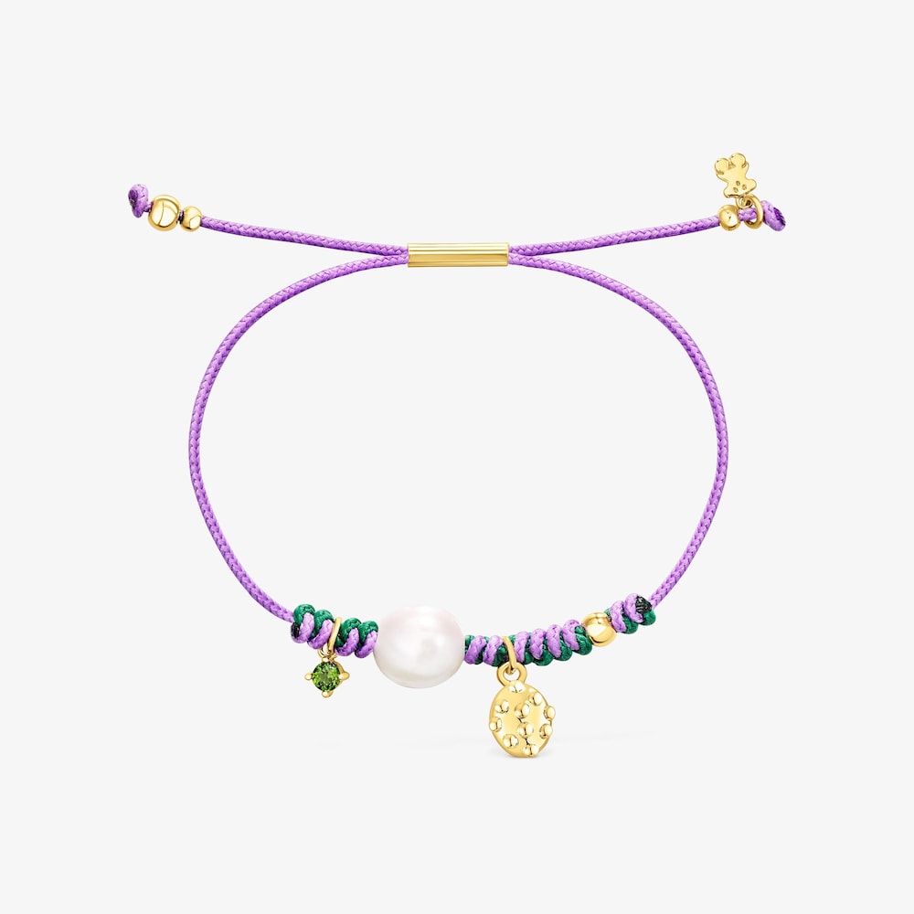 Pulsera de nylon con cromodi&oacute;psido y perla cultivada Virtual Garden