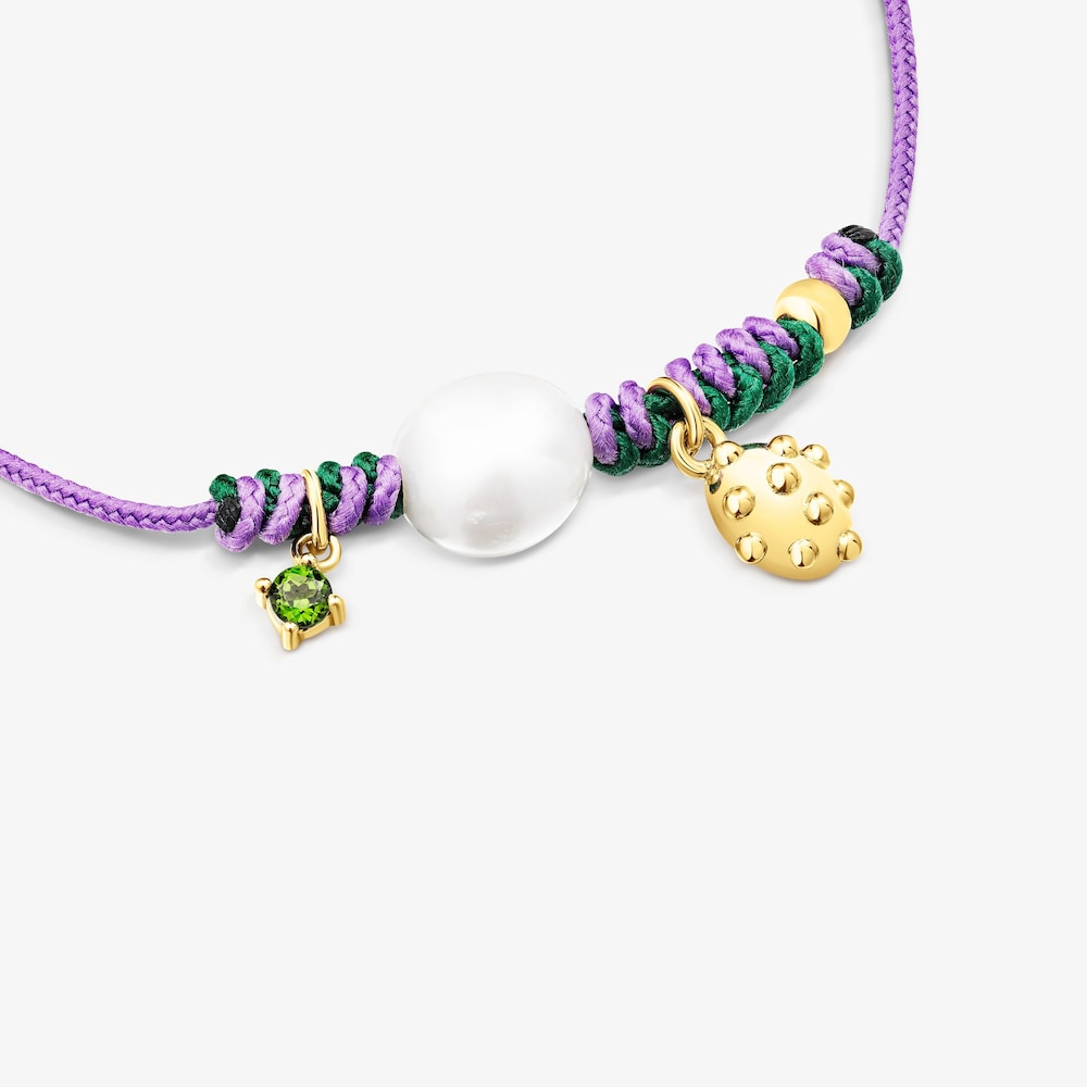 Pulsera de nylon con cromodi&oacute;psido y perla cultivada Virtual Garden