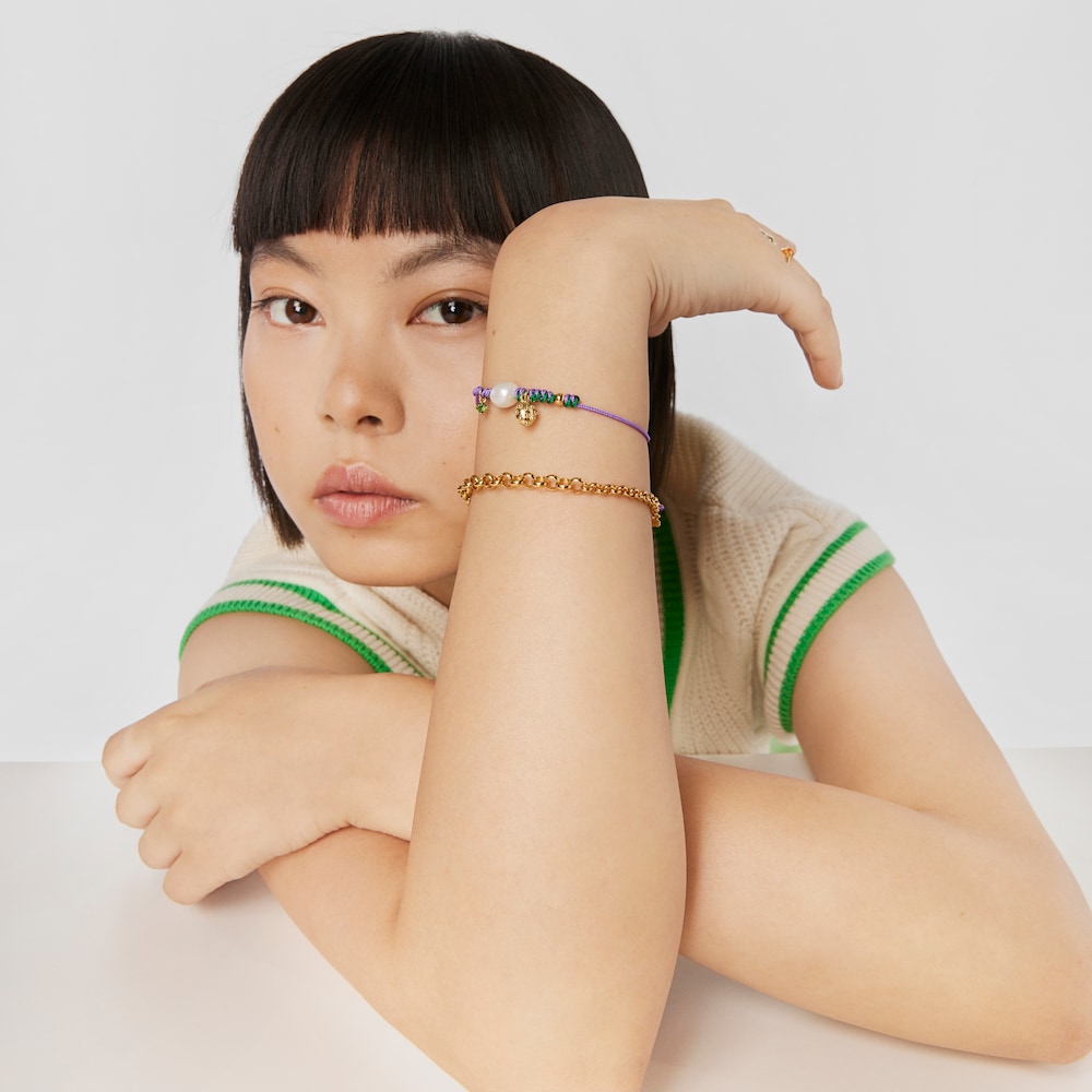 Pulsera de nylon con cromodi&oacute;psido y perla cultivada Virtual Garden