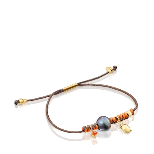 Pulsera de nylon con cornalina y perla cultivada tratada Virtual Garden image number 0