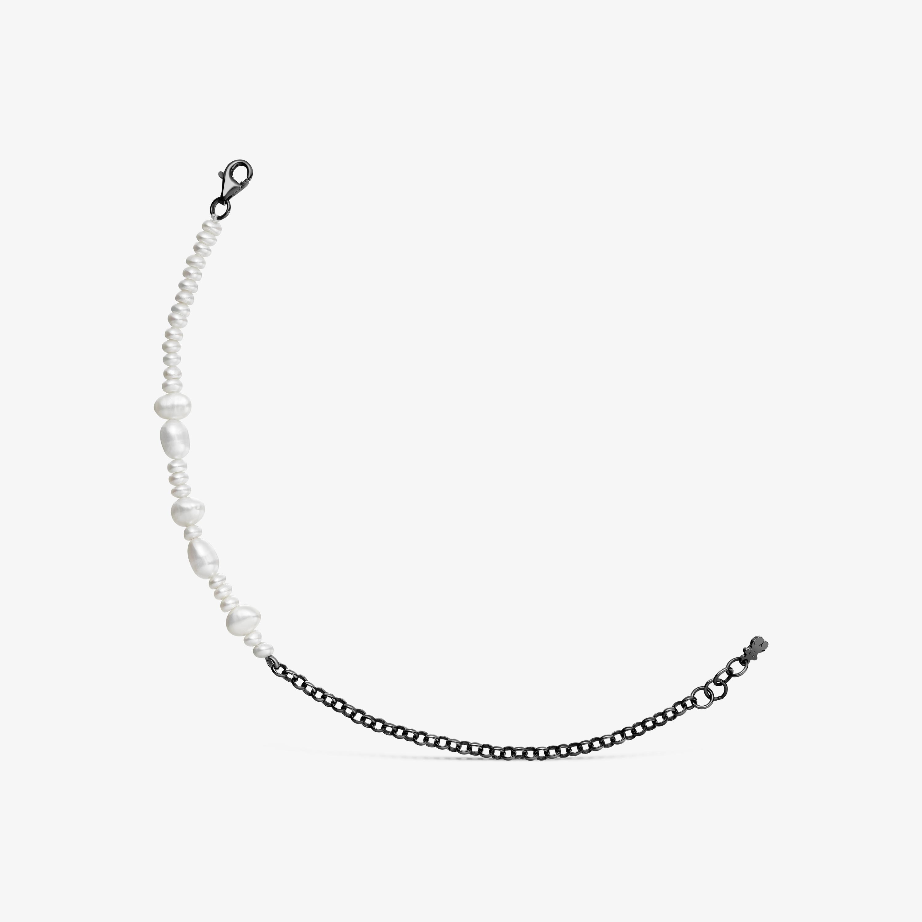 Dark silver Virtual Garden Bracelet with cultured pearls