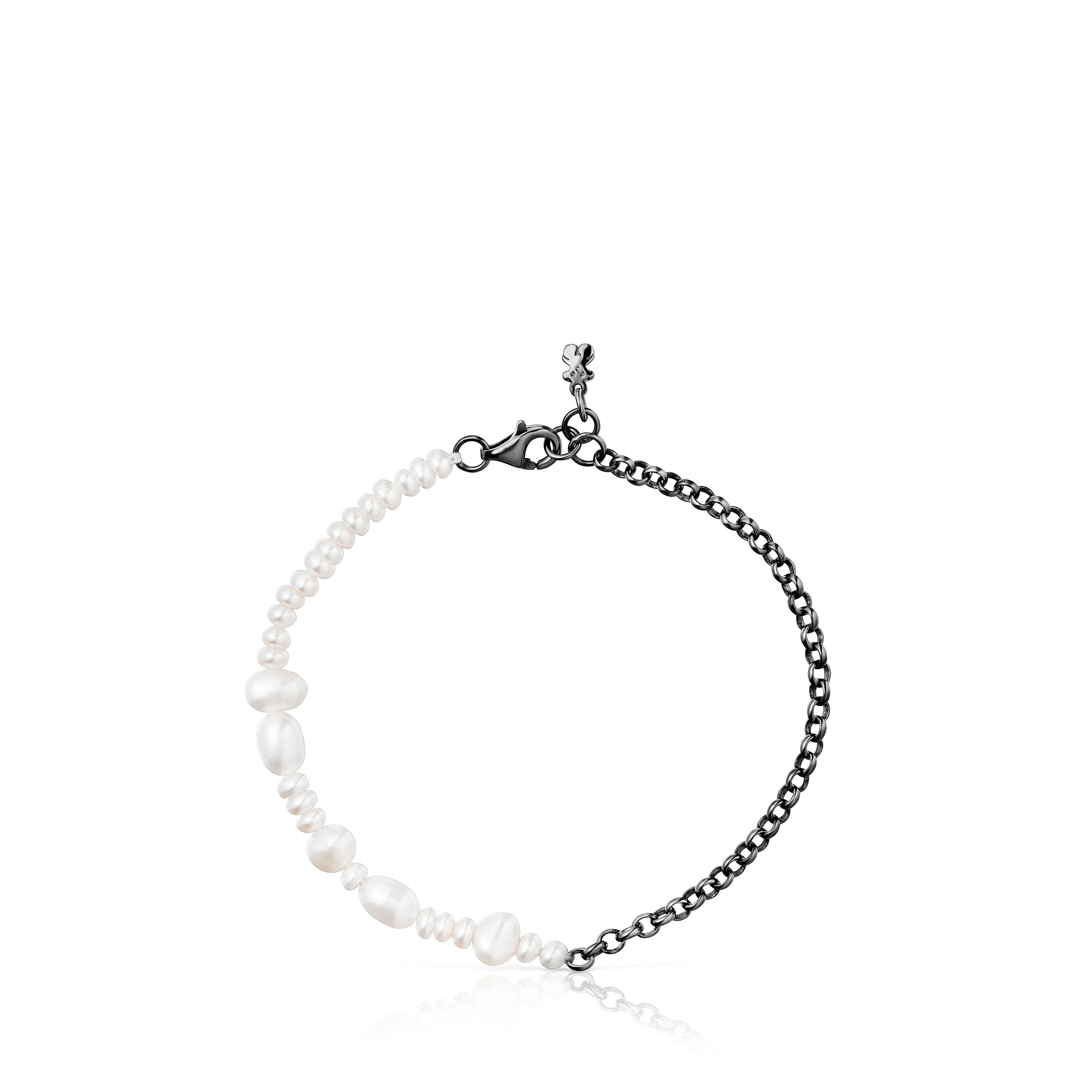 Dark silver Virtual Garden Bracelet with cultured pearls