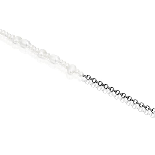Dark silver Virtual Garden Bracelet with cultured pearls