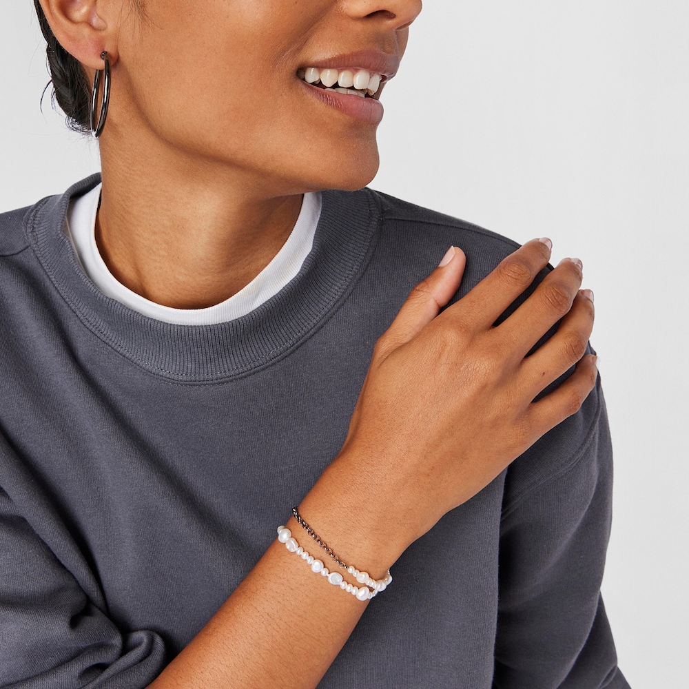 Dark silver Virtual&nbsp;Garden Bracelet with cultured pearls