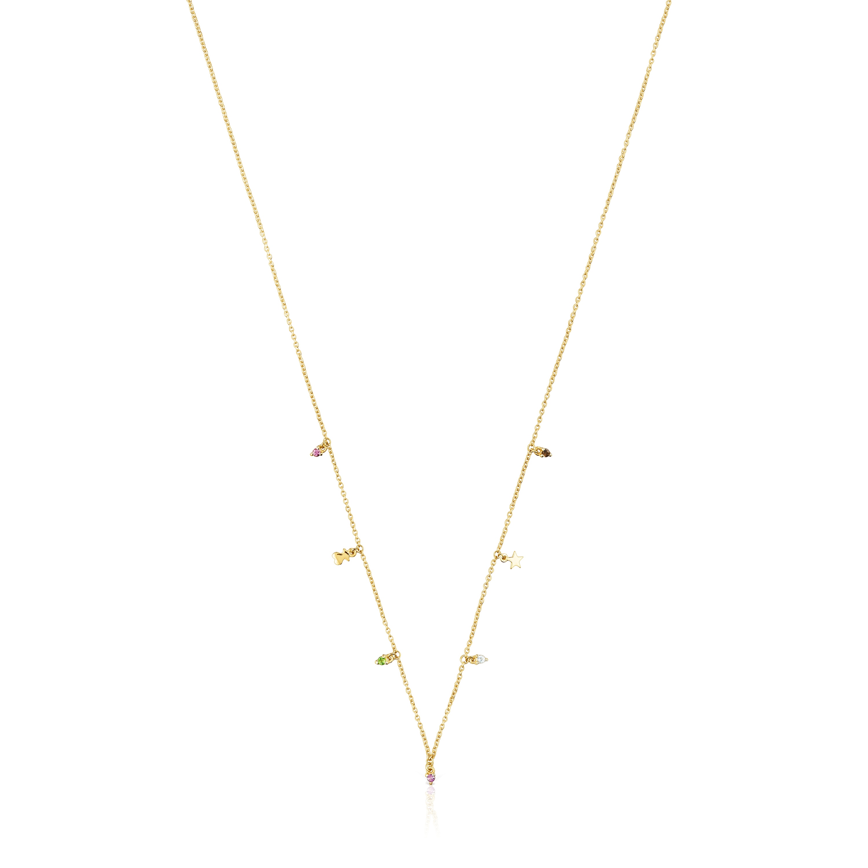 Gold Virtual Garden Necklace with gemstones and charms