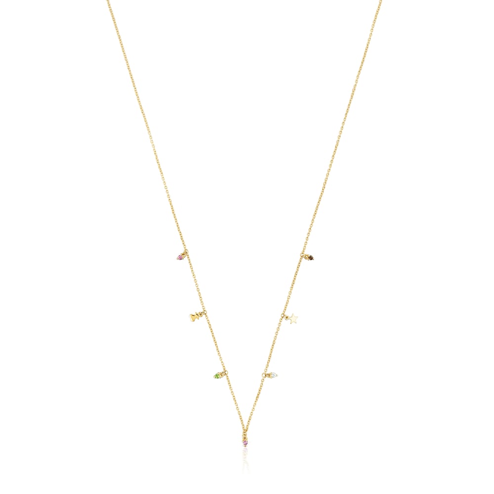 Gold Virtual Garden Necklace with gemstones and charms image number 0