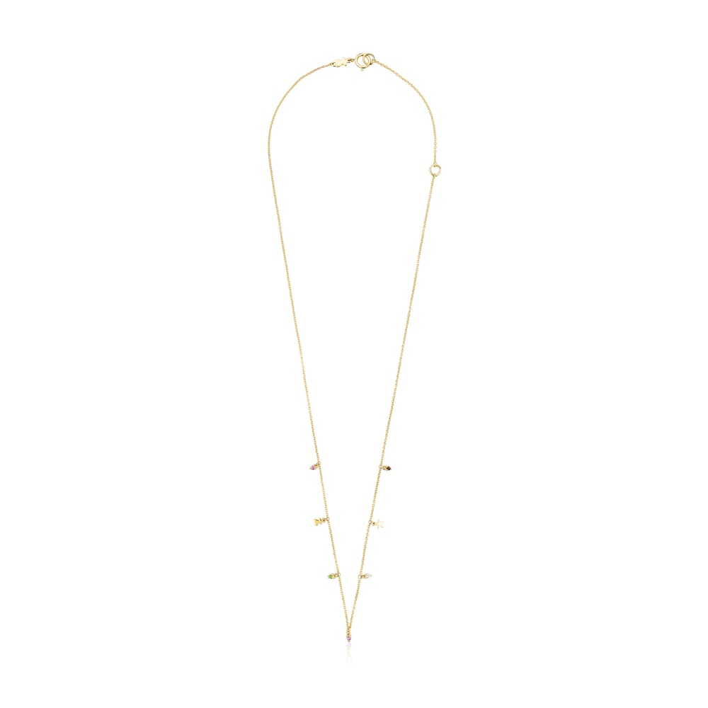 Gold Virtual Garden Necklace with gemstones and charms image number 1