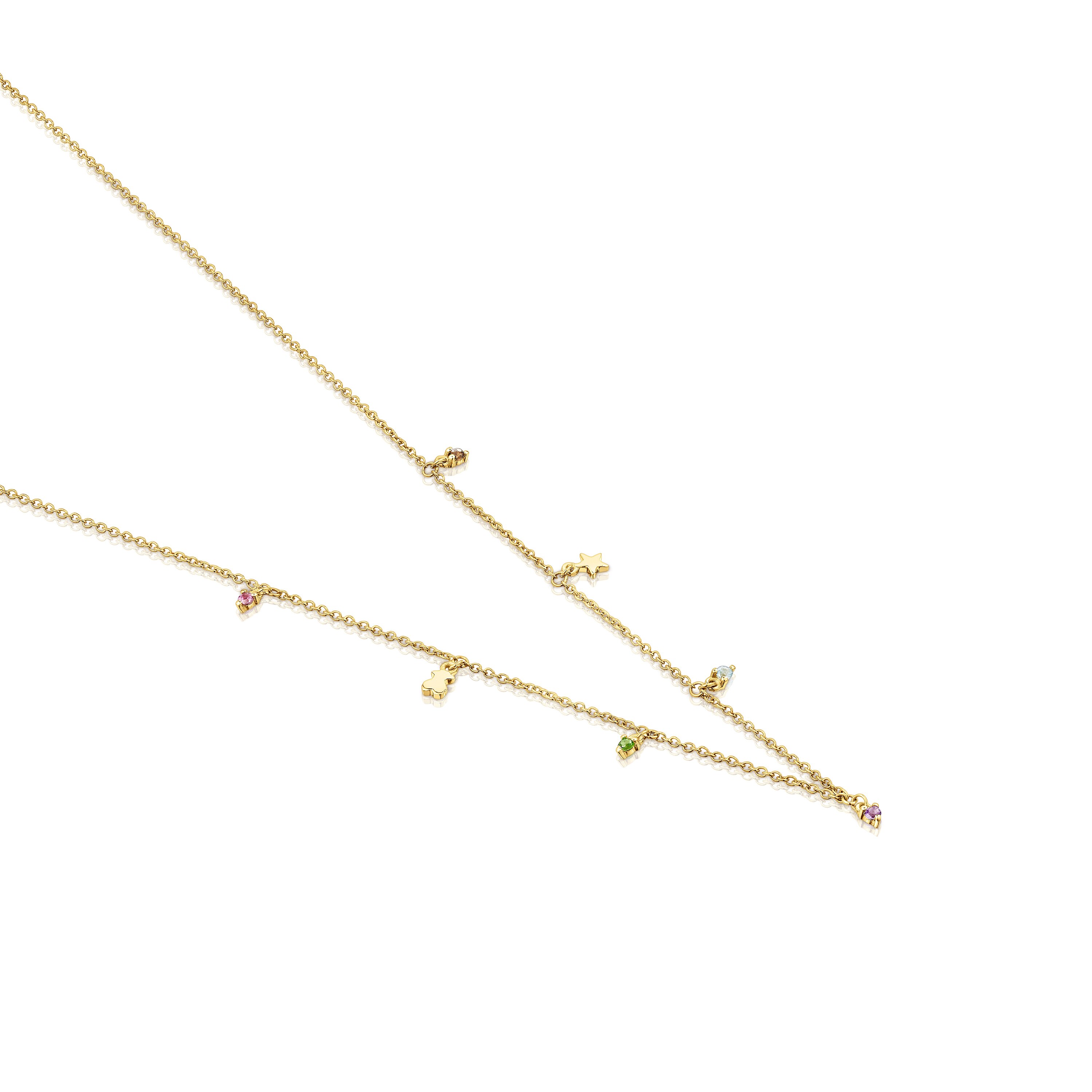 Gold Virtual Garden Necklace with gemstones and charms
