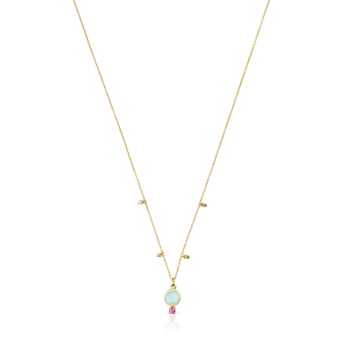 Gold Virtual Garden Necklace with chalcedony and gemstones