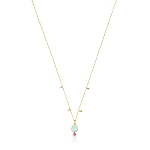 Gold Virtual Garden Necklace with chalcedony and gemstones