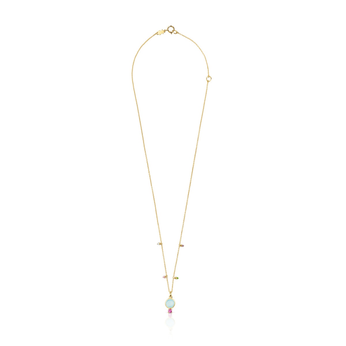 Gold Virtual Garden Necklace with chalcedony and gemstones