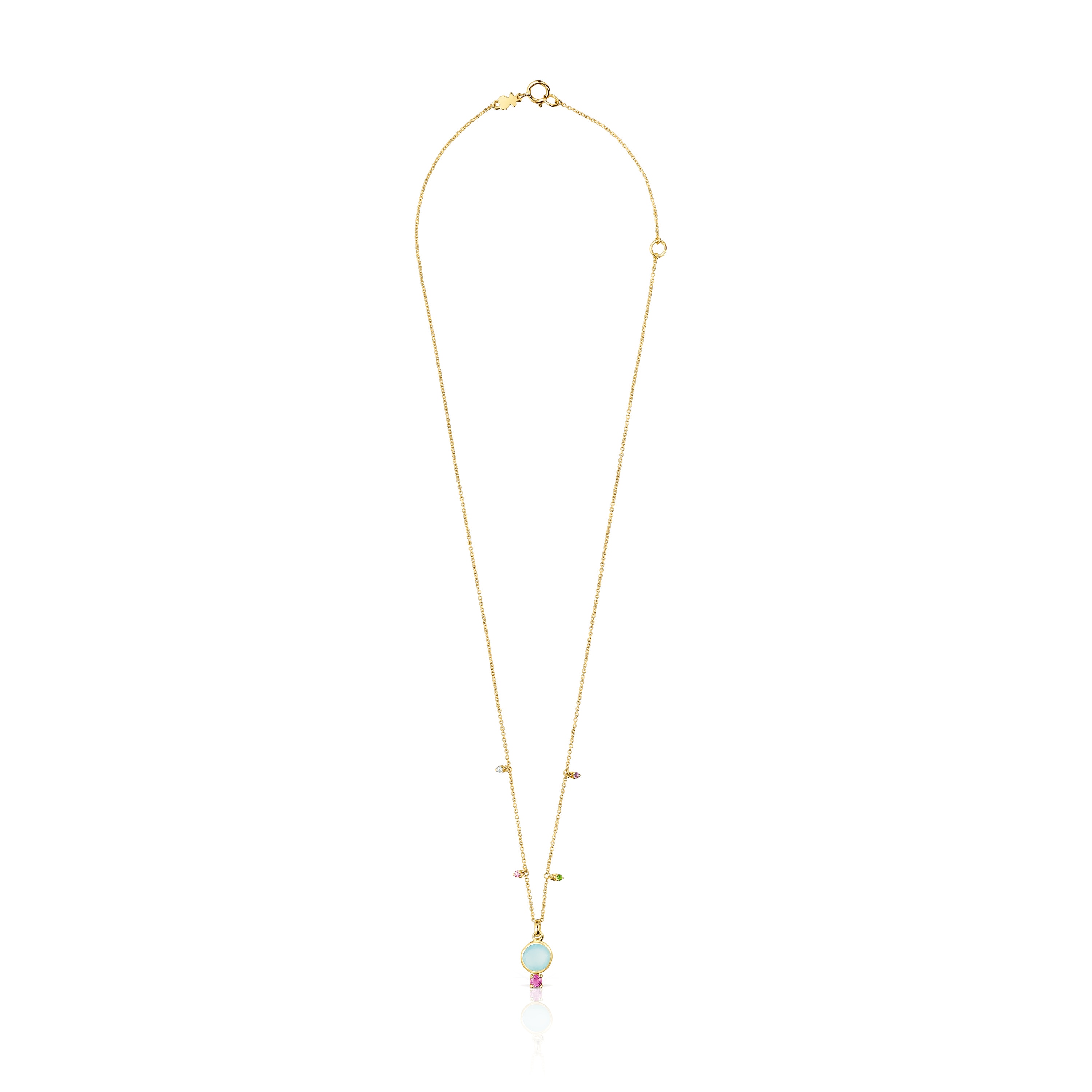 Gold Virtual Garden Necklace with chalcedony and gemstones
