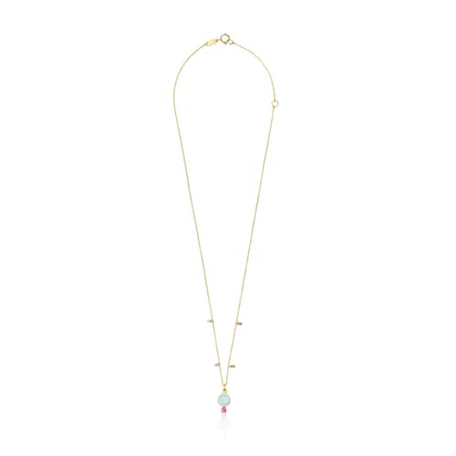 Gold Virtual Garden Necklace with chalcedony and gemstones