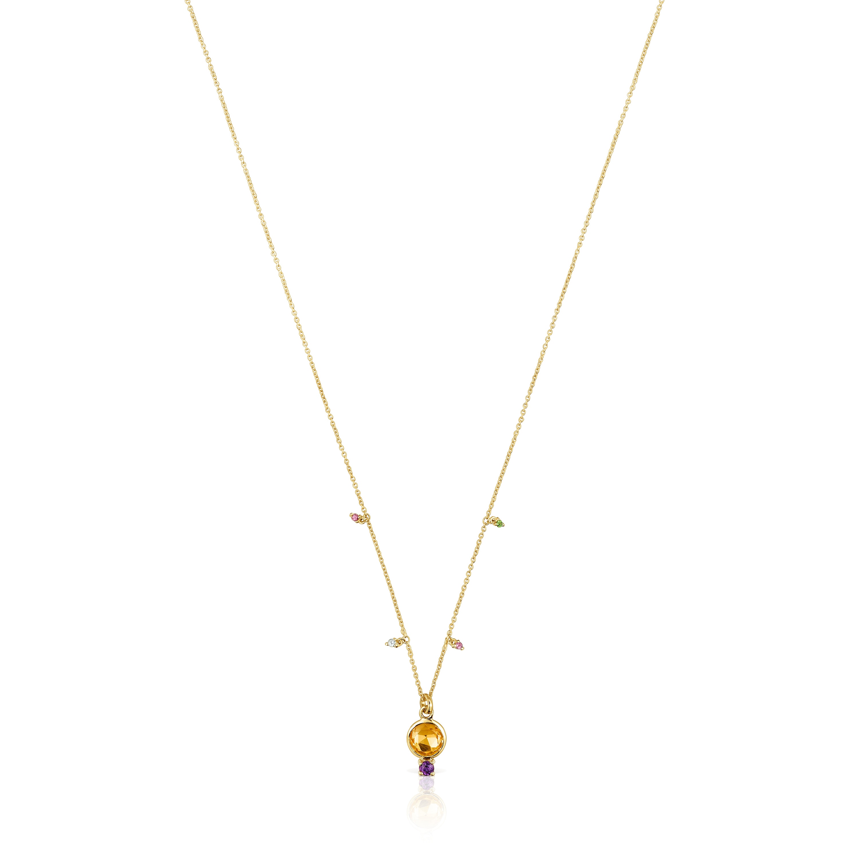 Gold Virtual Garden Necklace with citrine and gemstones