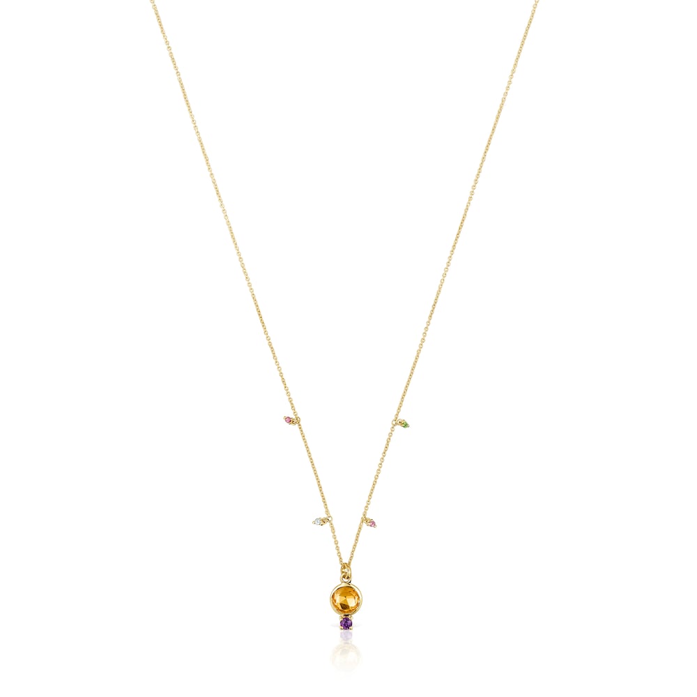 Gold Virtual Garden Necklace with citrine and gemstones