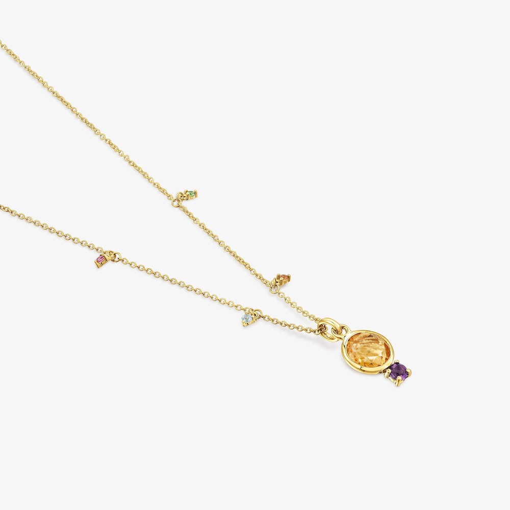 Naszyjnik Virtual&nbsp;Garden wykonany ze złota z cytrynem i kamieniami szlachetnymi