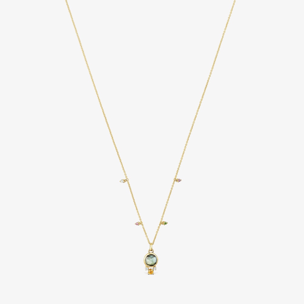 Collar de oro con labradorita y gemas Virtual Garden