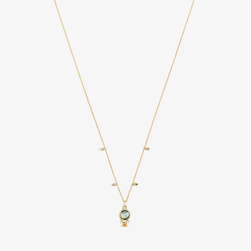 Zlat&yacute; N&aacute;hrdeln&iacute;k s&nbsp;labradoritom a&nbsp;drahokamami Virtual Garden