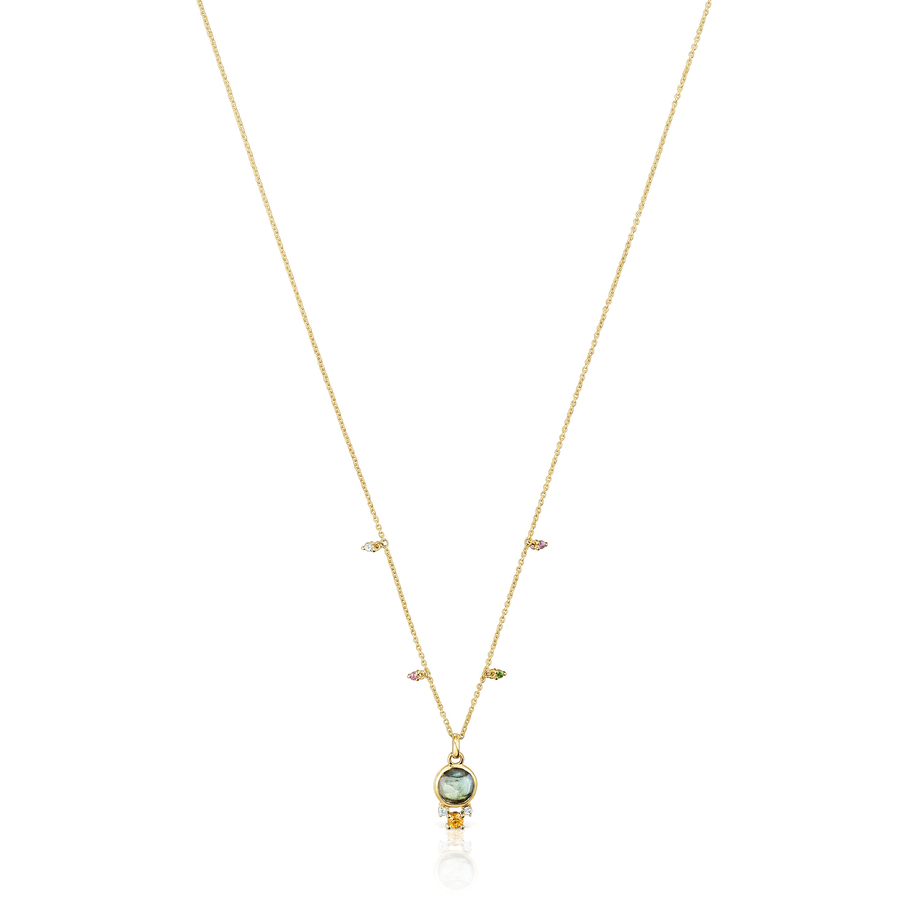Gold Virtual Garden Necklace with labradorite and gemstones