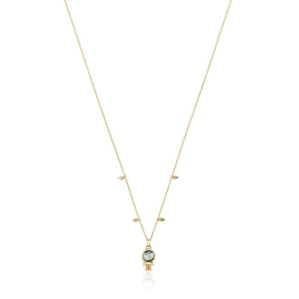 Gold Virtual Garden Necklace with labradorite and gemstones