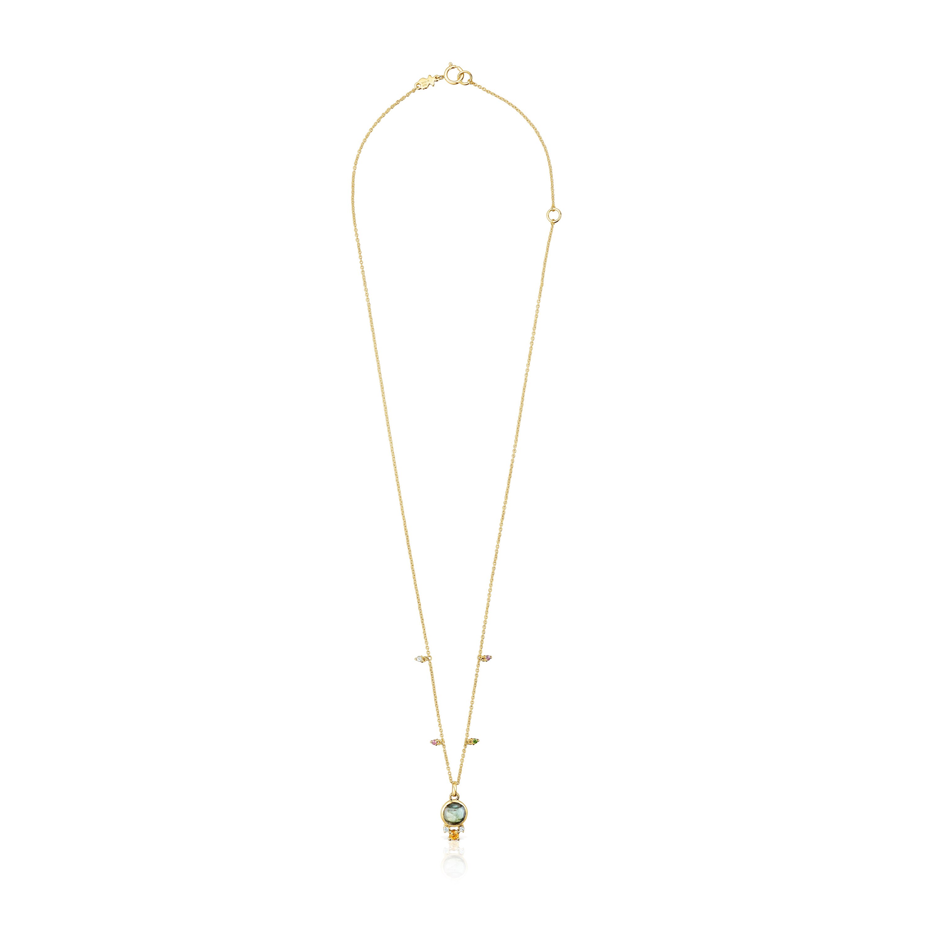 Gold Virtual Garden Necklace with labradorite and gemstones