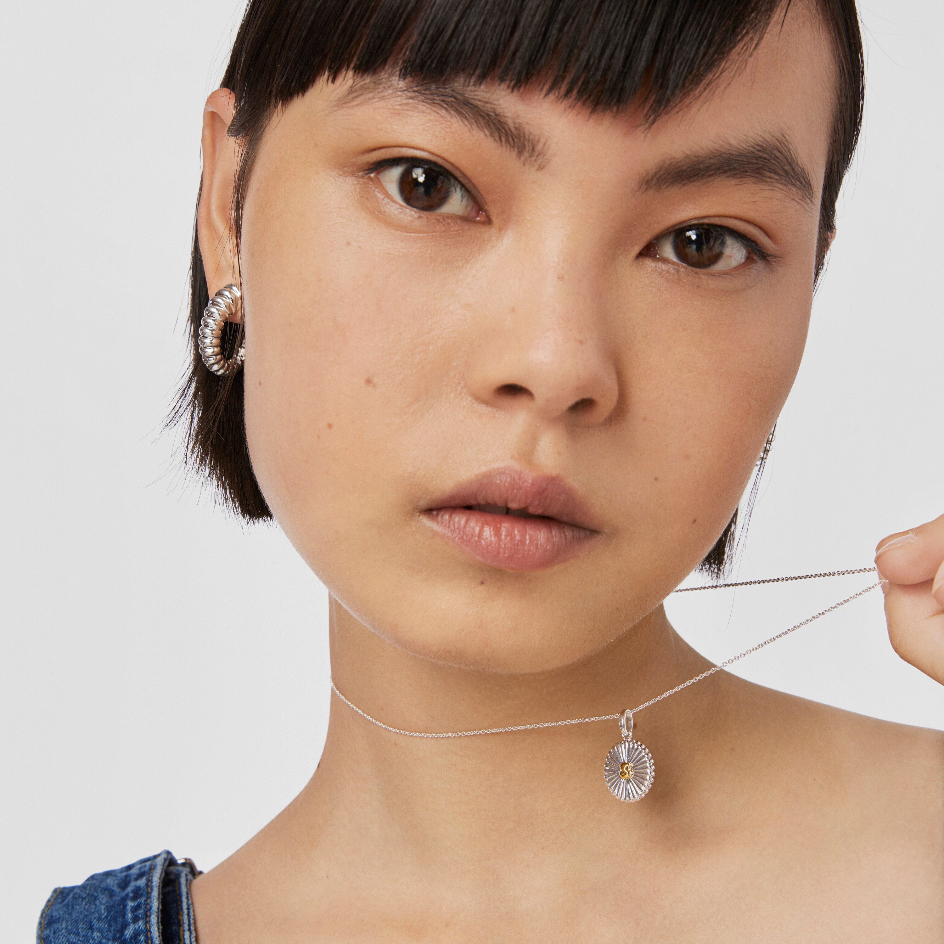 Silver and silver vermeil Virtual Garden Necklace with bear