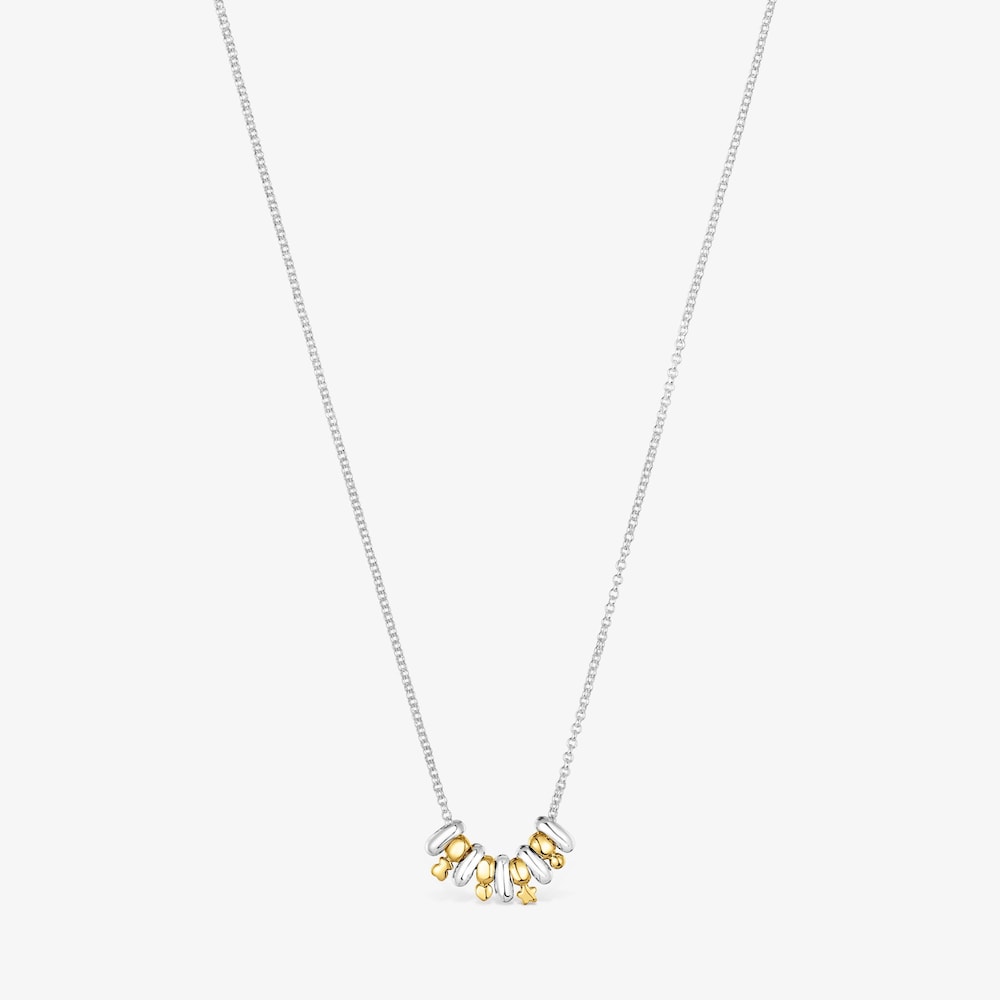 Collar de plata y ba&ntilde;o de oro 18 kt sobre plata con motivos Virtual Garden