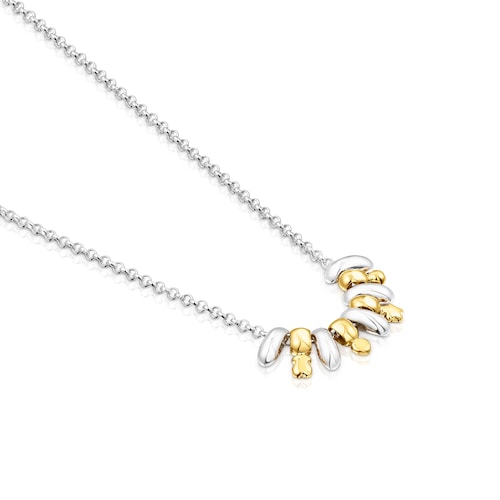 Collar de plata y ba&ntilde;o de oro 18 kt sobre plata con motivos Virtual Garden