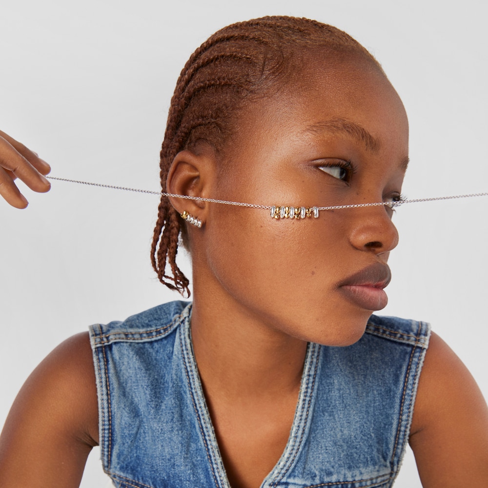 Collar de plata y ba&ntilde;o de oro 18 kt sobre plata con motivos Virtual Garden