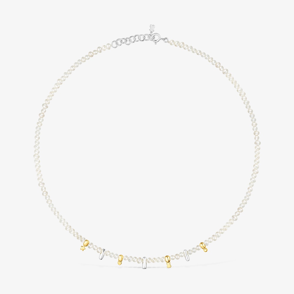 Silver and silver vermeil Virtual Garden Necklace with charms and cultured pearls