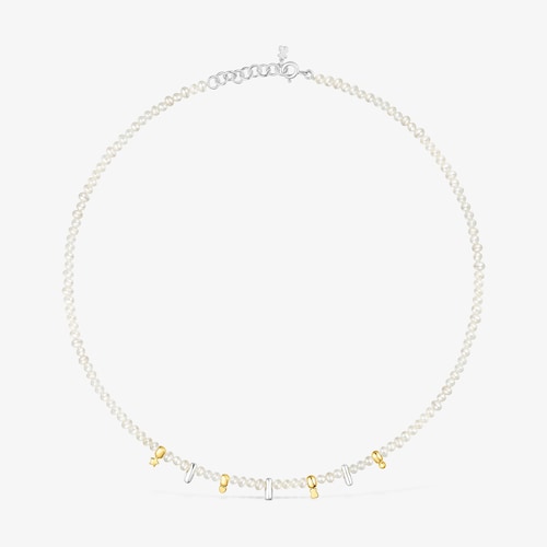 Silver and silver vermeil Virtual Garden Necklace with charms and cultured pearls