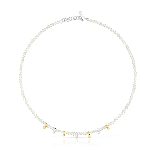 Silver and silver vermeil Virtual Garden Necklace with charms and cultured pearls
