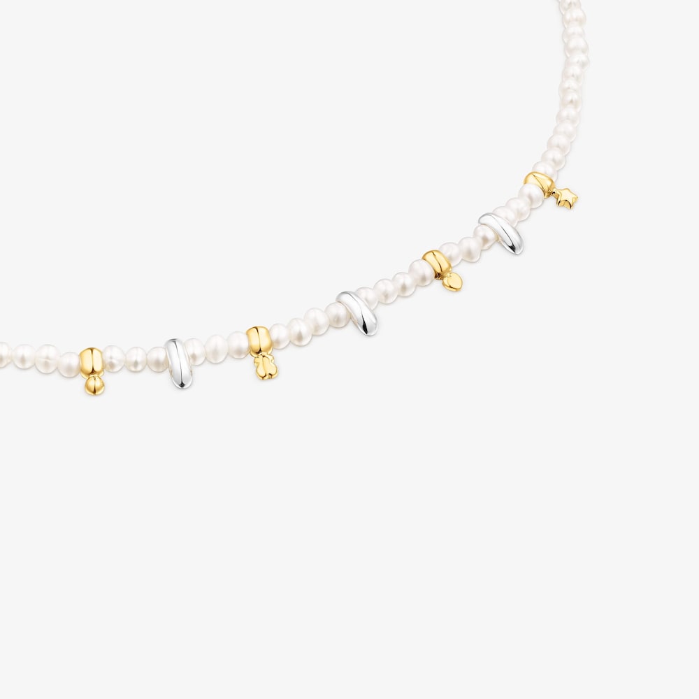 Silver and silver vermeil Virtual Garden Necklace with charms and cultured pearls