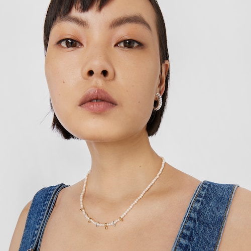 Silver and silver vermeil Virtual Garden Necklace with charms and cultured pearls