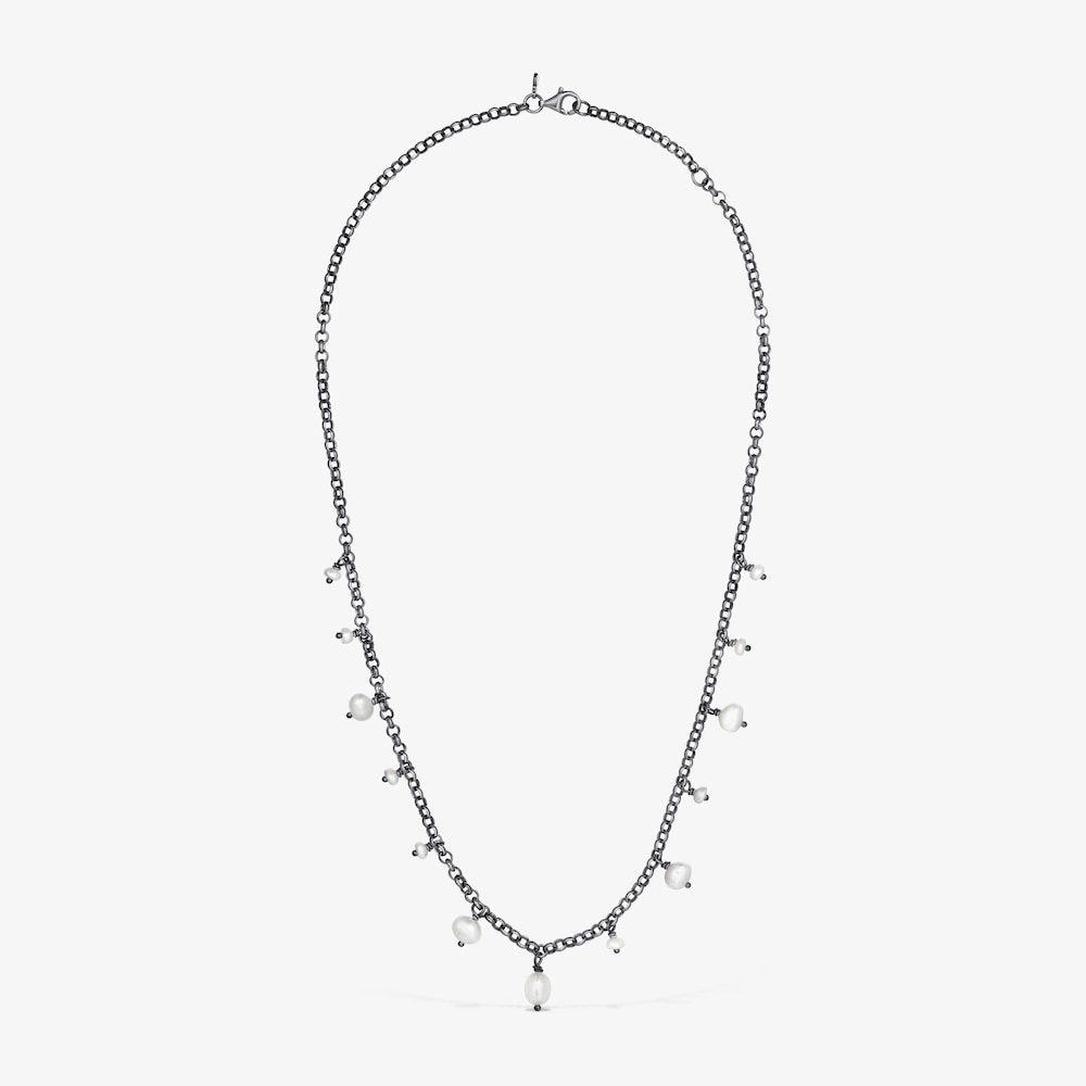 Naszyjnik Virtual&nbsp;Garden wykonany z ciemnego srebra z perłami hodowlanymi