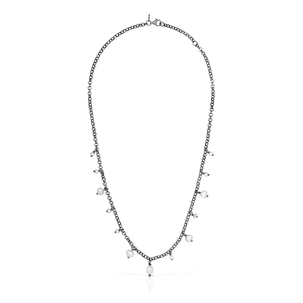 Dark silver Virtual Garden Necklace with cultured pearls image number 1