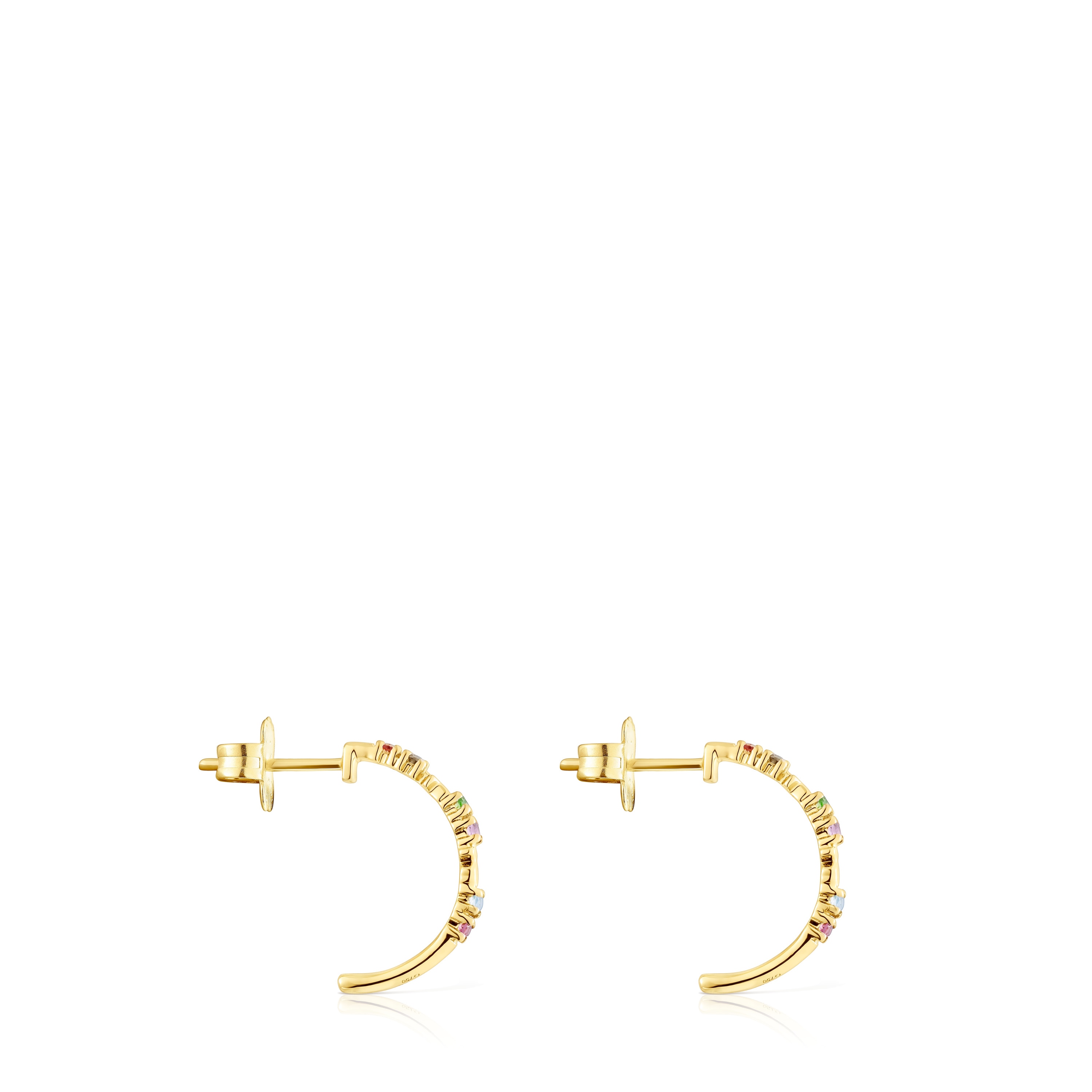 Gold Virtual Garden Hoop earrings with gemstones
