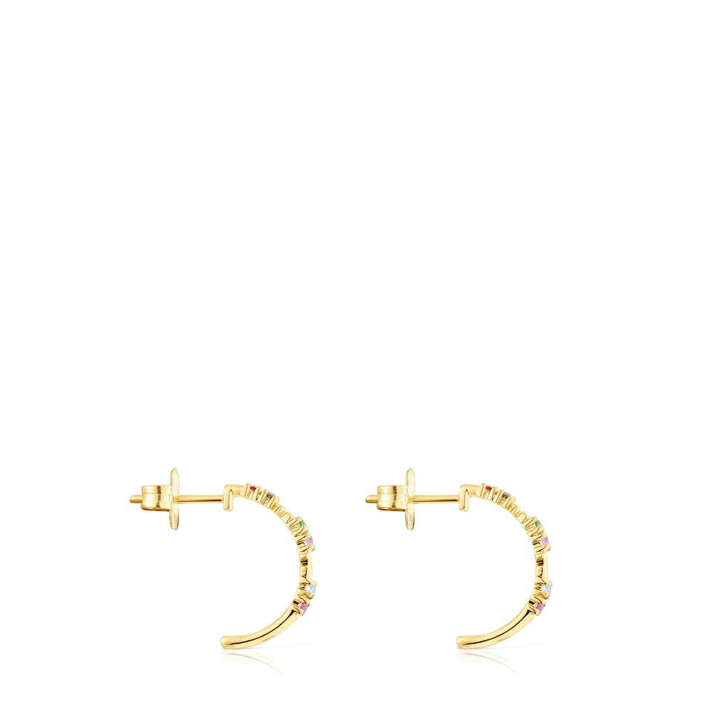 Gold Virtual Garden Hoop earrings with gemstones image number 1