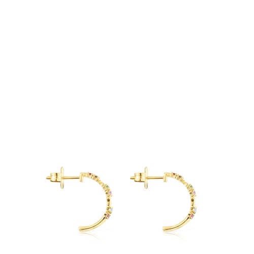 Gold Virtual Garden Hoop earrings with gemstones