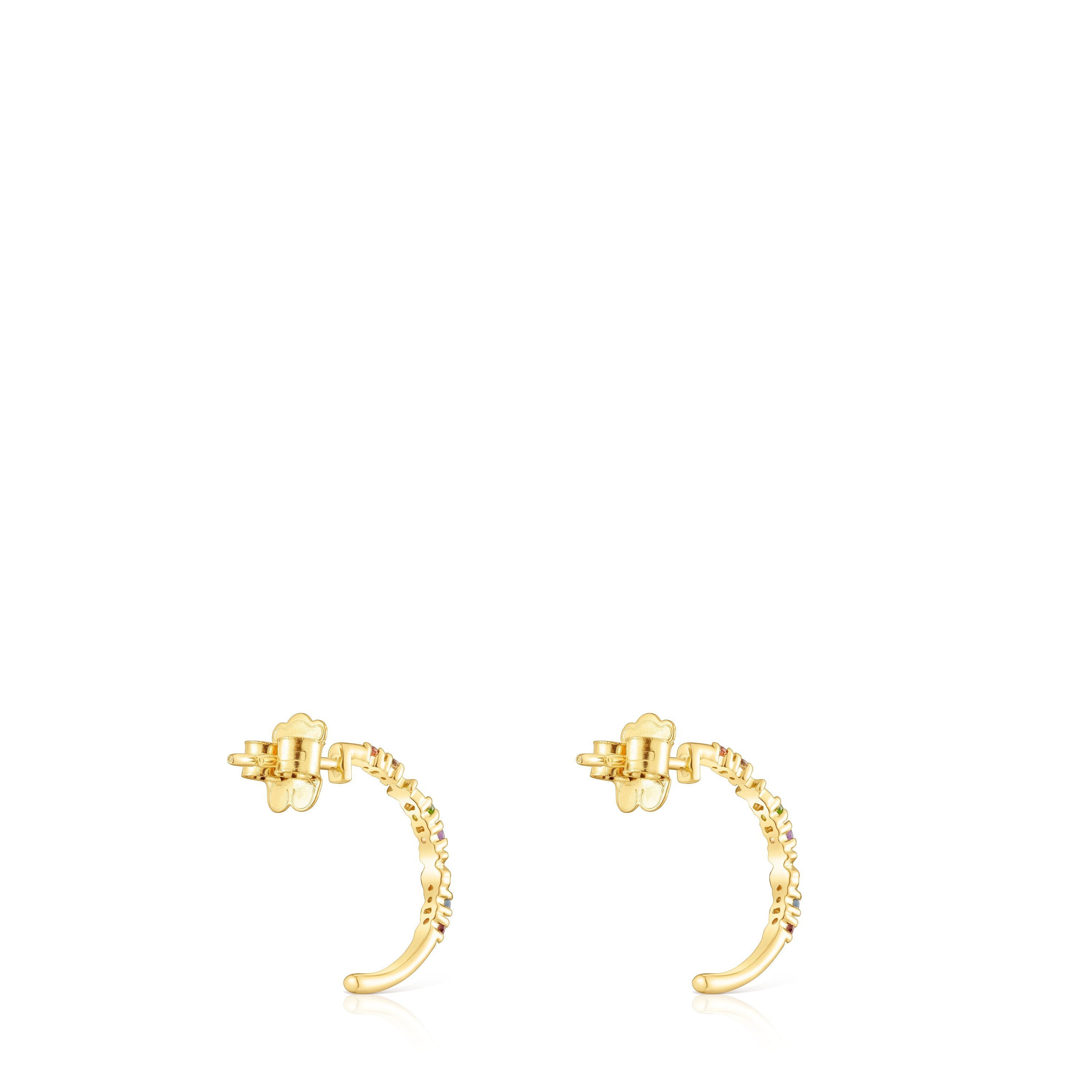 Gold Virtual Garden Hoop earrings with gemstones