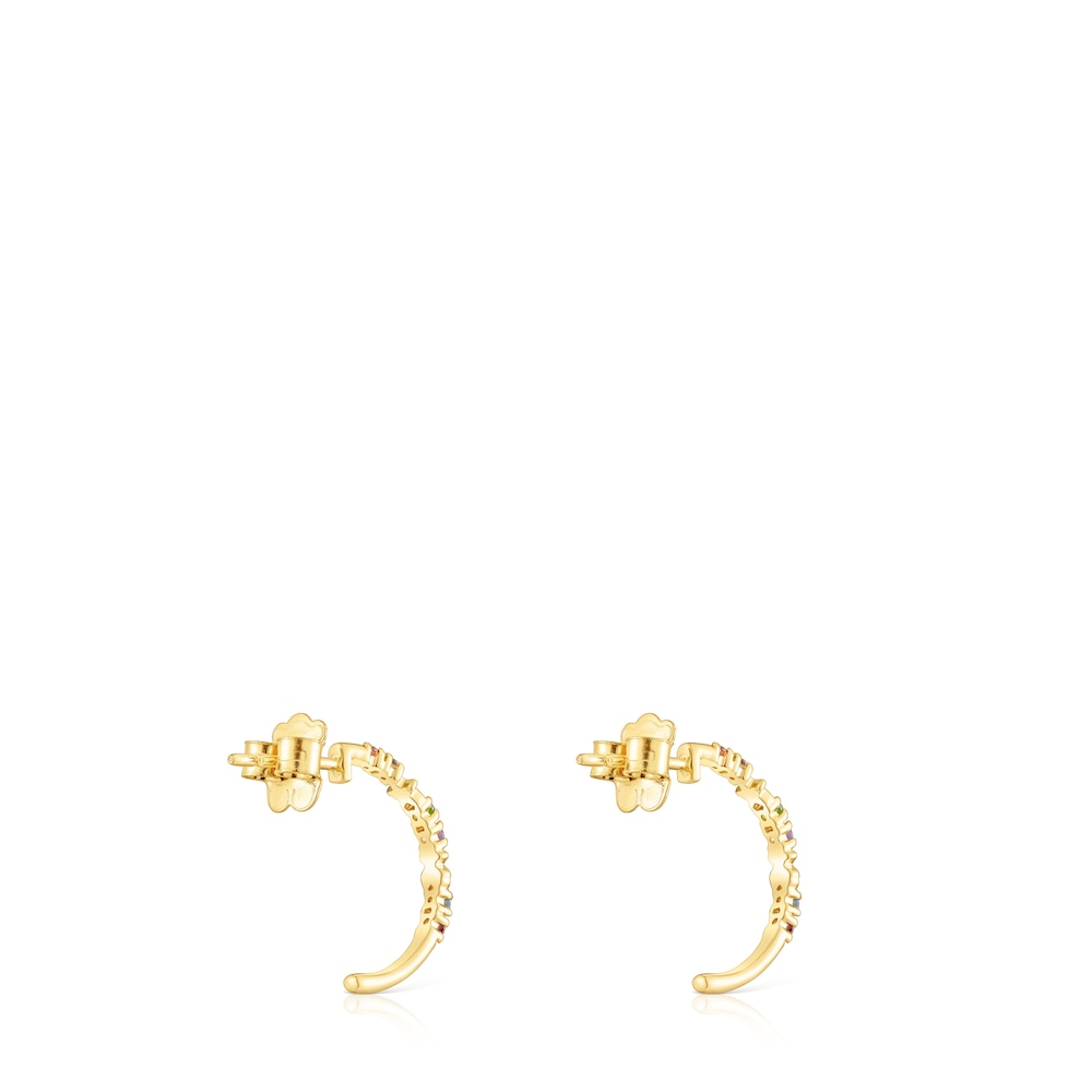 Gold Virtual Garden Hoop earrings with gemstones image number 2