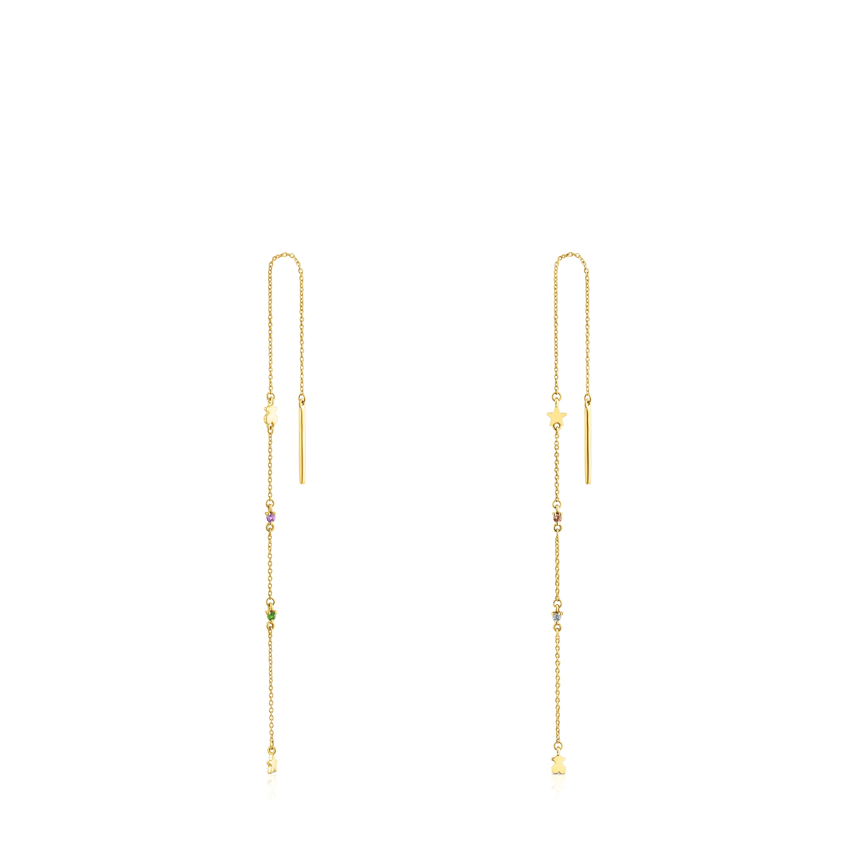 Pendientes largos de oro y gemas Virtual Garden