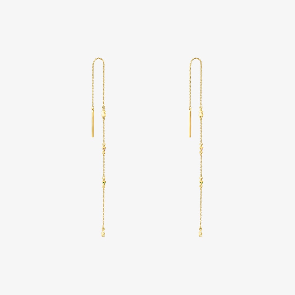 Aretes largos de oro y gemas Virtual Garden