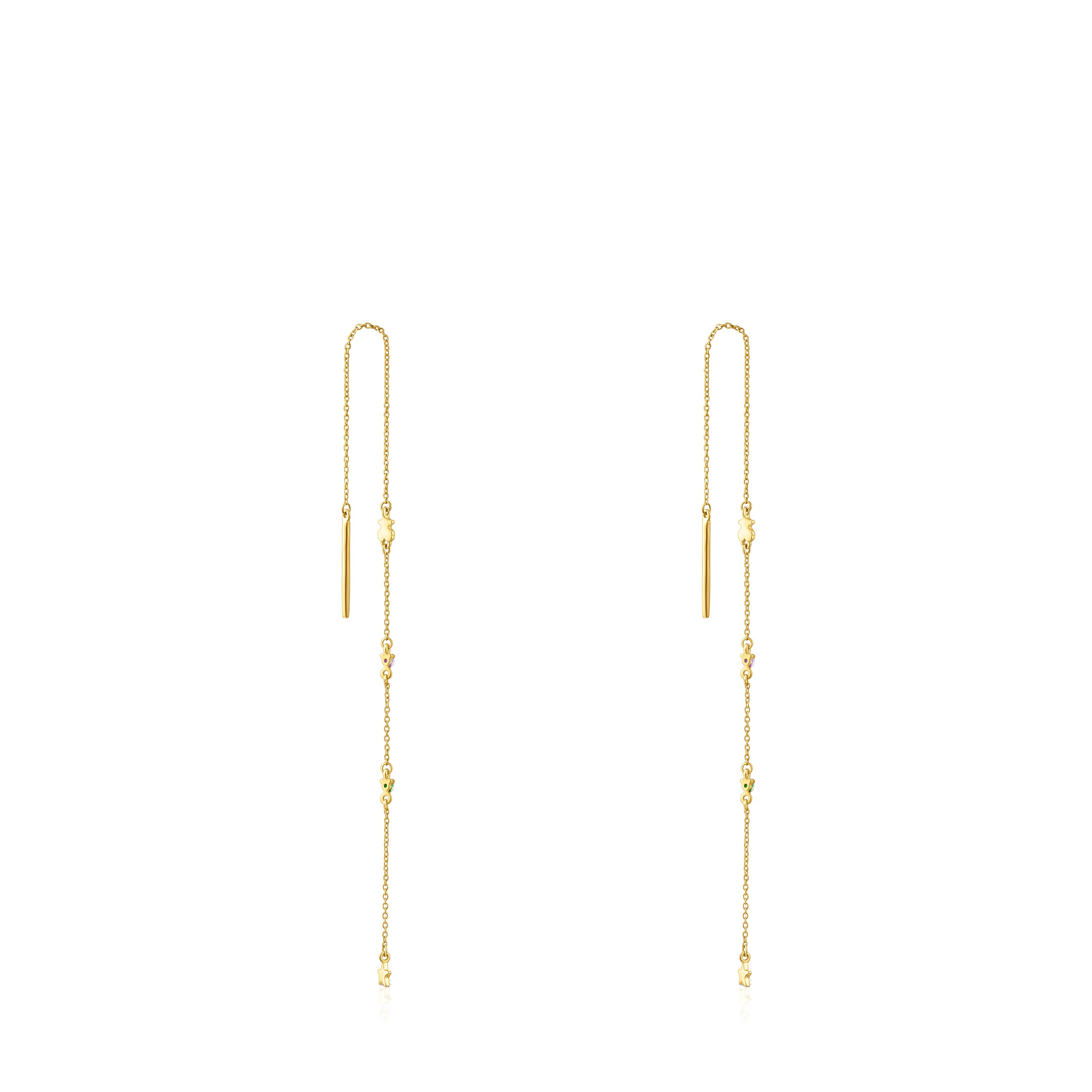 Pendientes largos de oro y gemas Virtual Garden
